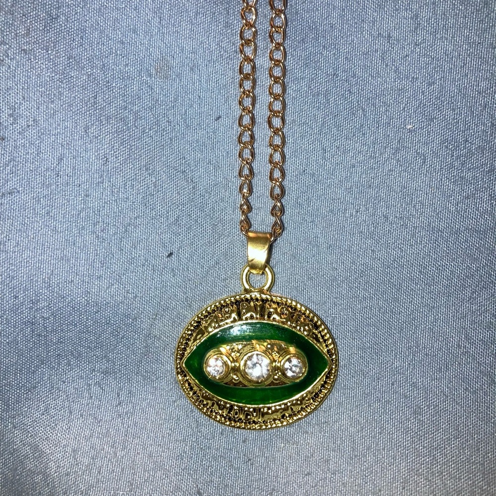 Green Bay Packers world championship Gold-Tone Green Enamel Pendant Necklace